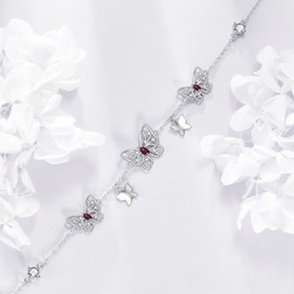 VONALA Butterfly 925 Sterling Silver Bracelet Amethyst Jewelry Gift for Women Birthday Christmas