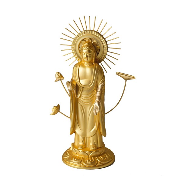 Buddha Statue, Amida Nyorai for Goto, 4.1 inches (10.5 cm) (Gold Plated/24 kilogram), Buddhist Hideo Makita, Original Sculptor_&quot;Shodo Shinshu Otanai (Tiganiō/S)