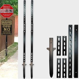 52 Inch Yard Sign Stakes - 4.3 Ft Heavy Duty Metal Signs Posts for Outside Lawn Bar Parking Garage Event, Rust, Wind and Dust Resistant, Fits 10 to 18In (2 Pcs Metal Pole)