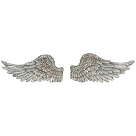 Fyne-Finds Set of 2 of Angel Wings Cherub Vintage Shabby Chic Wall Art Home Decor Silver Gift