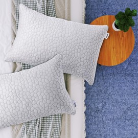 COOL GEL Reversible Shredded Memory Foam Pillow, Supportive and Comfortable, Standard 2-Pack