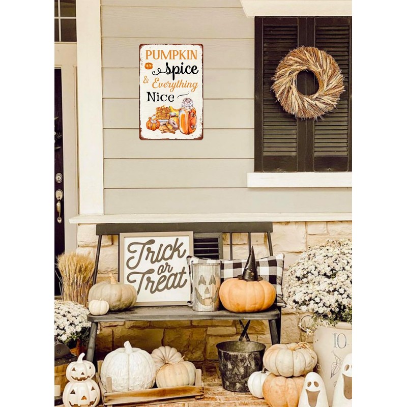Pumpkin Spice and Everything Nice Metal Tin Sign Fall Art