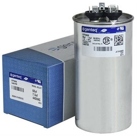 Trane CPT01033 / CPT-1033 - 60 + 7.5 uF MFD x 440 VAC Genteq Replacement Dual Capacitor Round # C46075R / 97F9898