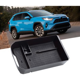 ZZDMDM Center Console Organizer Insert Dividers Compatible with Toyota RAV4 2022 2021 2020 2019 Accessories, Armrest Insert Container ABS Material Secondary Storage Box-Black