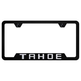 Au-TOMOTIVE GOLD Laser Etched Logo Cut-Out License Plate Frame for Chevy Tahoe (Black)