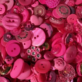 Unbranded New! Mixed Lot Dyed Neon Hot Pink Premium Buttons All Sizes For Embellishments - 50 pcs
