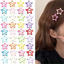 48 Pcs Star Hair Clips 1.18" Meteal Polka Snap Hair Barrettes Multiple Colors Non Slip Metal Hair Accessories for Women Girl