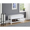 Roundhill Furniture Rouen Clean White Seating Bench with Shoe Storage,