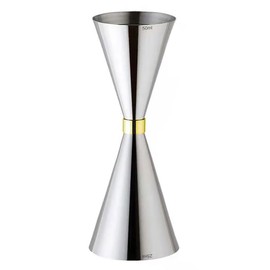 Delgeo Stainless Steel Cocktail Jigger - Precision Spirit Measure 5/10/15/20/25/30/40/50 ml, Includes Retractable Bar Spoon, Ideal for Professional Bartenders & Home Mixologists