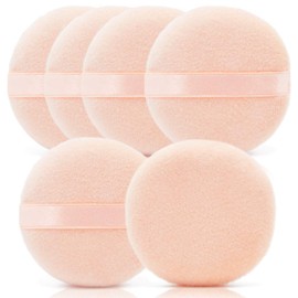 Kalevel 6pcs Makeup Powder Puffs Sponge Compact 2.4 Inch Cotton Reusable Cosmetic Powder Puff Soft Sponge Small Powder Puffs with Handle for Face Body Loose Powder