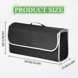 HIAHXC Car Boot Organiser Bag, Foldable Car Boot Organiser Storage, Anti Slip Felt Trunk Tidy Bag for Storage Auto Tools & Interior Declutter - Suitable for All Vehicles (Black, Large)