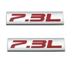 2Pc 7.3L Emblem Triple 3D Metal Badge Sticke for Hood