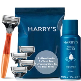 Harry's Harry's Men's Razor Set, Razor + 5 Razor Blades + Shaving Cream, Harry's Razor Blade Refills use 5 Blade Design for Smoother Shaving, Travel Size Men's Shave Cream Formulated with Aloe