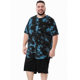 LETAOTAO Big and Tall Mens Tshirts Long Shirts for Men Hip Hop Shirts Longline Tie Dye Shirts Hipster Gym T Shirts Scallop Tee Navy