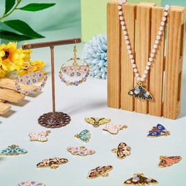 Cheriswelry 24Pcs Butterfly Charms for Necklace Alloy Enamel Light Gold Pendants Charms Colorful Insect Metal Dangle Charms 15-26.5mm for DIY Keychain Earring Bracelet Jewelry Making