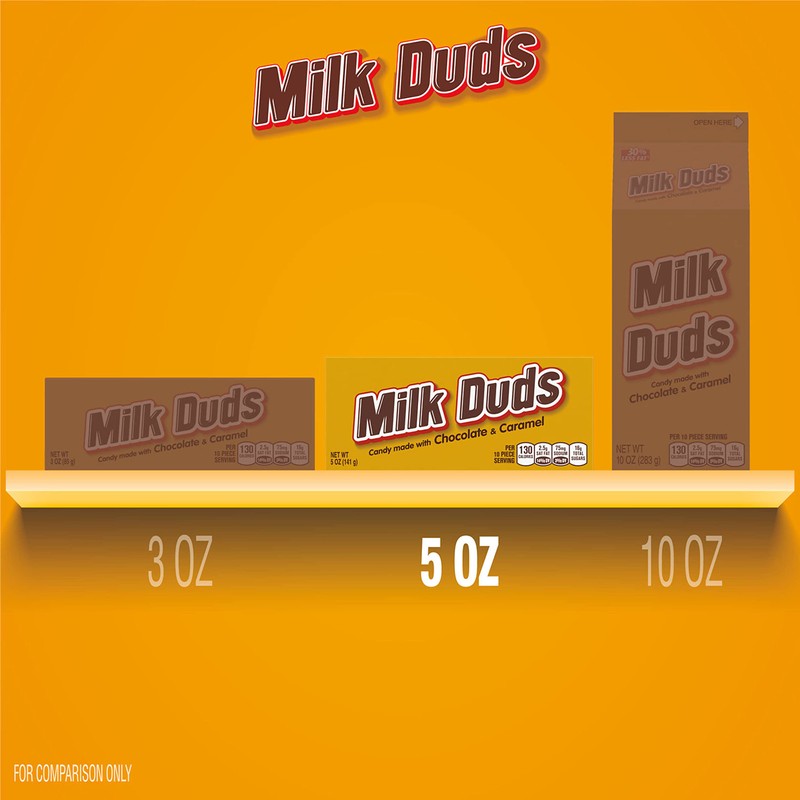 MILK DUDS Chocolate and Caramel Candy Box, 5 oz