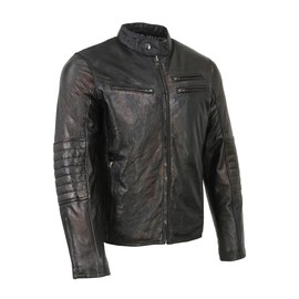 Milwaukee Leather SFM1809 Men's Two-Tone Euro Collar Cafe Style Leather Jacket - XX-Large