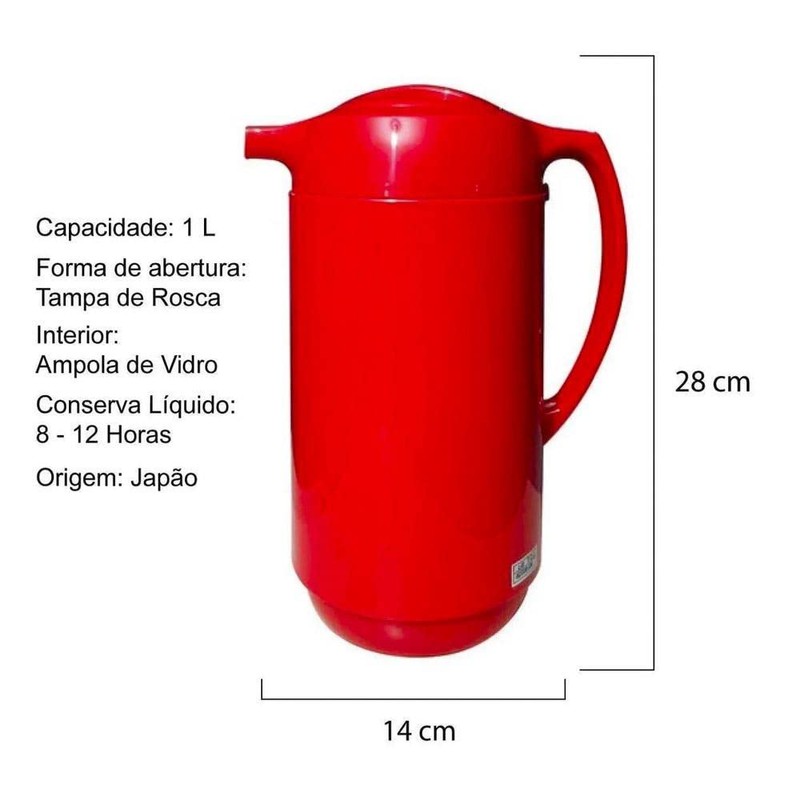 Zojirushi AHGB-10DRA Thermal Serve Carafe, 1.0L, 1L, Red
