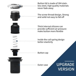 Etoolcity - Waste disposal air switch kit double outlet sink top stainless steel long polished air button on/off food and waste