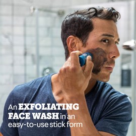 Oars + Alps Exfoliating Face Wash Stick, 2-in-1 Facial Cleanser & Face Exfoliant with Activated Charcoal, Alpine Moss, Dermatologist Tested, Spill Free, Travel Size, 1.2 Oz