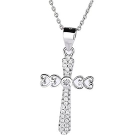 NBGDY 925 Sterling Silver Cross Necklace for Women,Simple Trendy, 18"＋ 2" long Chain (xl-5)