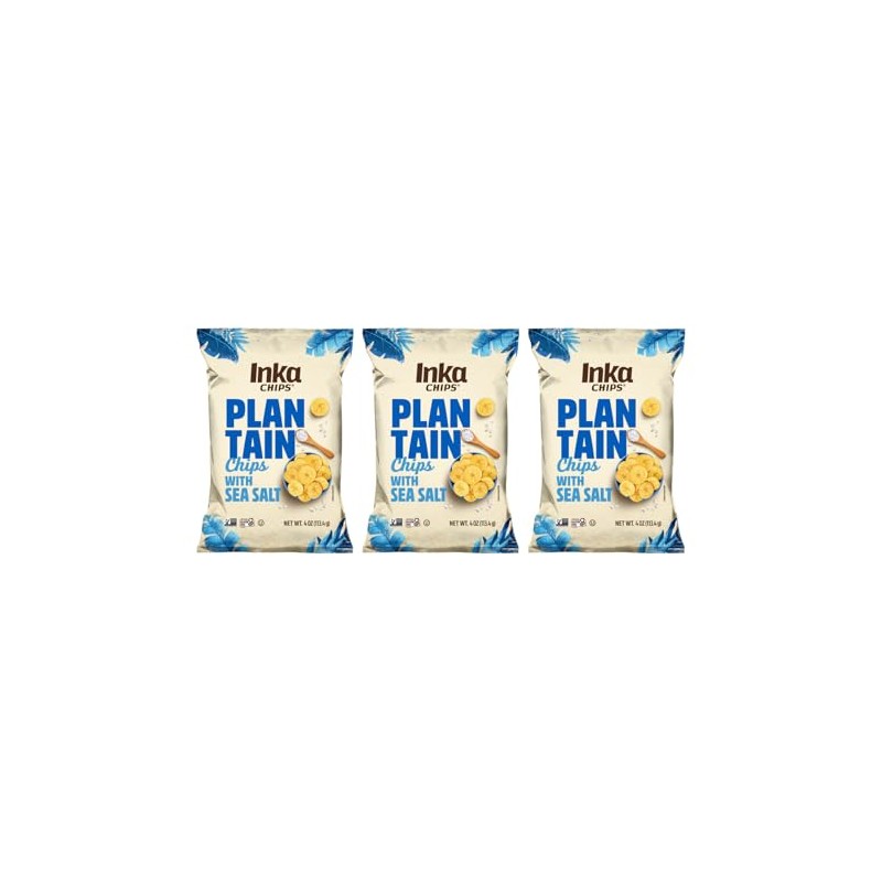 Inka Crops Inka Chips, Seasalt Plantain Chips, 4 Ounce (Pack