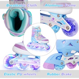 Kids Inline Skates for Girls and Boys -Purple Blades Roller for Kids Youth Age 7 8 9 10 - Adjustable All Light up Wheels Indoor Outdoor Sports Birthday Gift for Son and Grandson