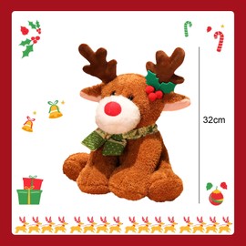 sanvpwsan Christmas Reindeer Plush Toy, 32CM Cuddly Christmas Elk Soft Plush Pillow Xmas Plushies Deer Soft Toy, Christmas Plush Collection Gifts for Girls Boys Kids Xmas Decoration