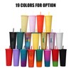 Plastic Cup with Lid and Straws, 710 ml Drinking Cup,