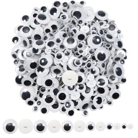 TOAOB 172pcs Sew On Googly Wiggle Eyes Buttons 8mm to 20mm Assorted Sizes Black Round Plastic Eyes for DIY Stuffed Animals Scrapbooking Sewing Crafts