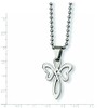 FindingKing Stainless Steel Butterfly Cross Mens Necklace 22"