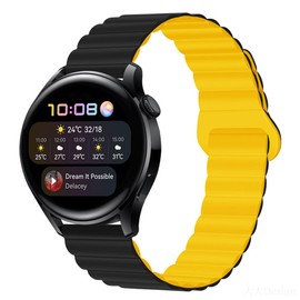 Koelaa Ersatzarmband Kompatibel mit Garmin Venu/Venu Sq 2/Venu 2 Plus/Vivoactive 5/Garminmove 3, Verstellbare Magnetisches Silikon-Uhrenarmband, 20mm Magnetisch Ersatzarmband-Schwarz+Gelb