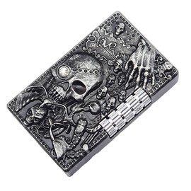 QFECT Skull Lighter, Refillable Butane Lighter, Lighter for Candles, Soft Flame Lighter, Cool Skull Engraving, Windproof Lighter Metal Skull Design, Cool Lighter, Men's Birthday Gifts (No Gas)