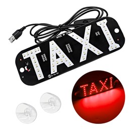 DXNQ Taxi LED Sign Decor, 5V USB Bright Taxi Led Windscreen Cab Indicator Lamp Signal, Vibrant Taxi LED Sign Decor with Transparent Suction Cups for Driver (Red, USB)