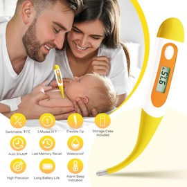 Easy@Home Easy@Home Digital Oral Thermometer for Fever Adults: Rectal, Underarm & Mouth, Accurate & Fast, Body Medical Temperature Thermometer for Baby Kids & Adult, EMT-021N-Yellow