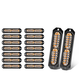 Led Grille Lights for Trucks, 12 Amber Led, Emergency Surface Mount Grill Strobe Light, Mini Warning Flashing Bar, Upgraded Waterproof for Dodge Ford Toyota Tacoma Trucks, 16PC Pack