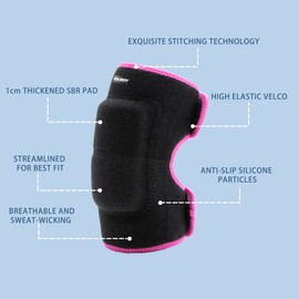 EULANT Adjustable Soft Elbow Pads and Knee Pads for Kids, Child Protective Pad Sets for Bicycle Roller Skating Basketball Football Volleyball Dancing Kneeling,Rose S