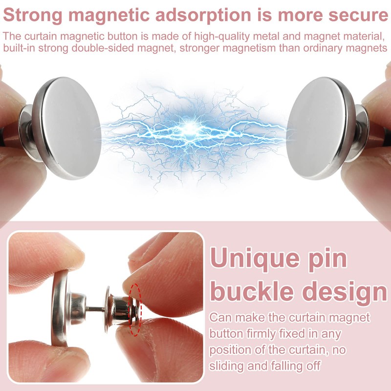 Curtain Magnetic Holdback Button - 10Pairs Sturdy Curtain Weight Magnets