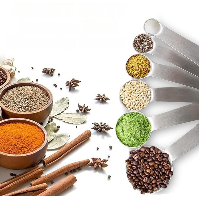 Zhenghebuy Measuring Spoons,6 Pcs Stainless Steel Measuring Sets,Scale Tablespoon for