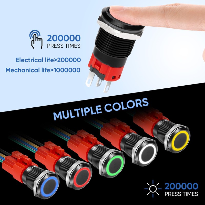 XINYIELE 16MM Latching 12V Push Button Switch On Off,Waterproof with