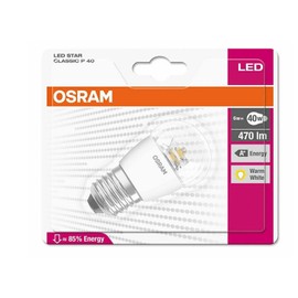 OSRAM LED Star Classic P / LED Lamp in Teardrop Shape with E27 Base / Not Dimmable / Replaces 40 Watt / Clear / Warm White - 2700 Kelvin / Pack of 6