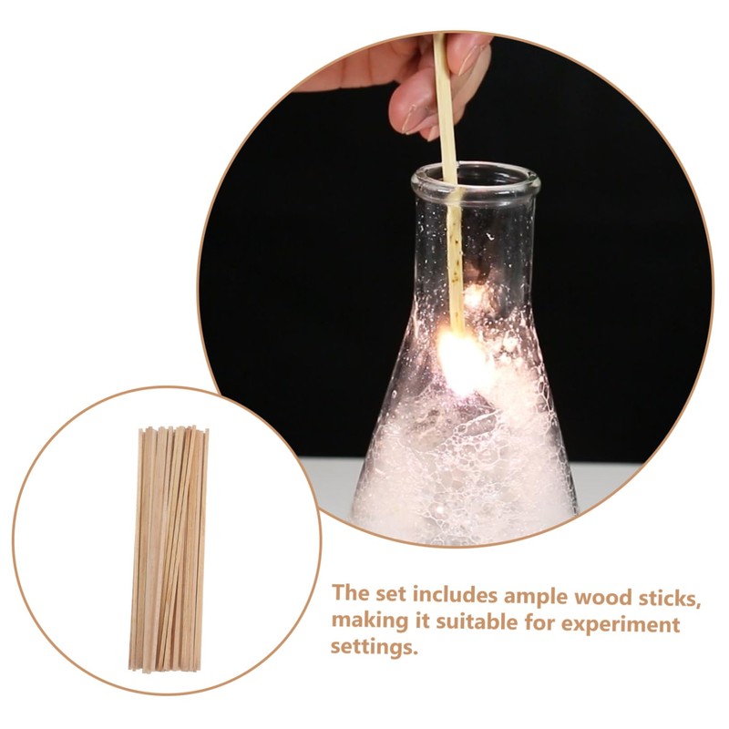 Alipis 50pcs Wooden Rods for Oxygen Combustion Experiments Small Wood