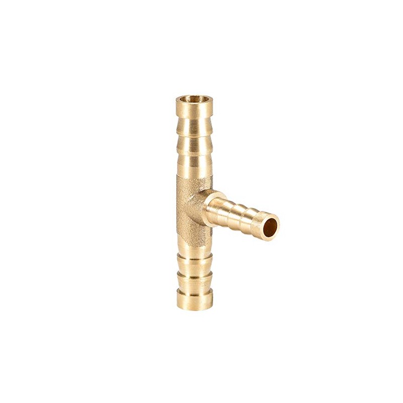 sourcing map Tee Brass Barb Fitting Reducer 3 Way, Fit