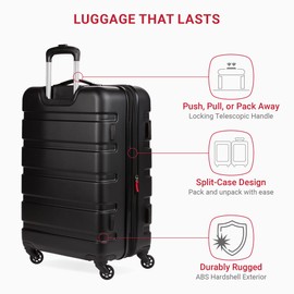 SwissGear 7366 Signature Hardside Expandable Luggage with Spinner Wheels, TSA Lock, Black, Checked-Medium 23-Inch