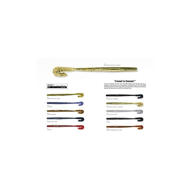 Yum Lures Thump'N Worm Soft Plastic Swim Bait U-Tail Fishing