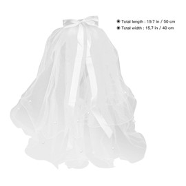 Lurrose Girls First Communion Veil Two Layers Lace Veil Flower Girl Veil Headband Flower Wreath Wedding Hair Accessories for Girl(White)