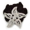 Large Rhodium Plated Diamante 'Star' Pony Tail Black Hair Scrunchie
