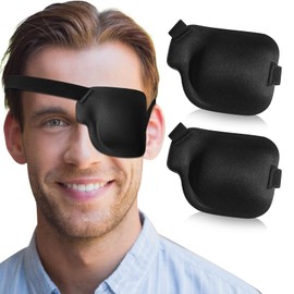 RIKEYO 2Pcs 3D Eye Patches for Adults, Adjustable Medical Eyepatch,Black(Left)