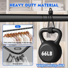 Black Closet Rod,17 to 63 Inches Adjustable Closet Rods for Hanging Clothes 1.3 Inch Diameter Heavy Duty Metal Closet Hanging Rod Closet Bar for Wardrobes,Closet, Bathroom, Windows