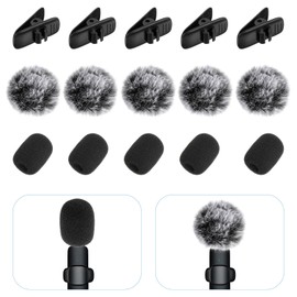 Furry Windscreen & Foam Cover Set for Lavalier Lapel Microphone 15 pcs/5 set microphone foam covers for wireless lavalier microphone to Reduce Wind Noise mic cover with Clips